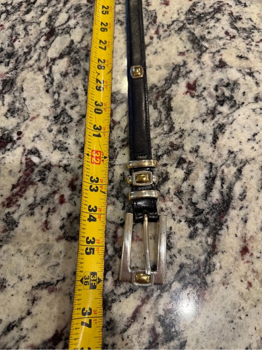 Brighton Black Leather Kids Belt with Silver Buckle and Gold Accents